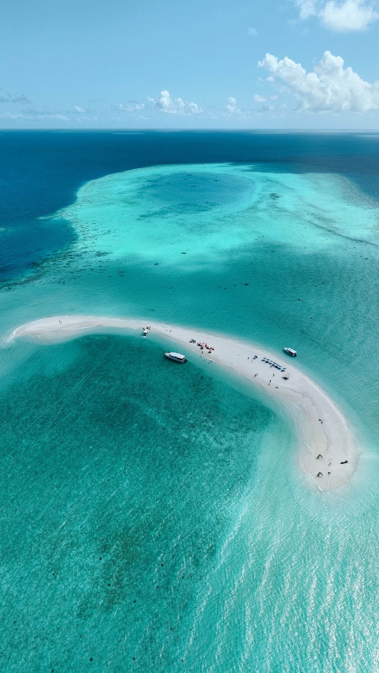 Turquoise beach and dhows, Zanzibar island